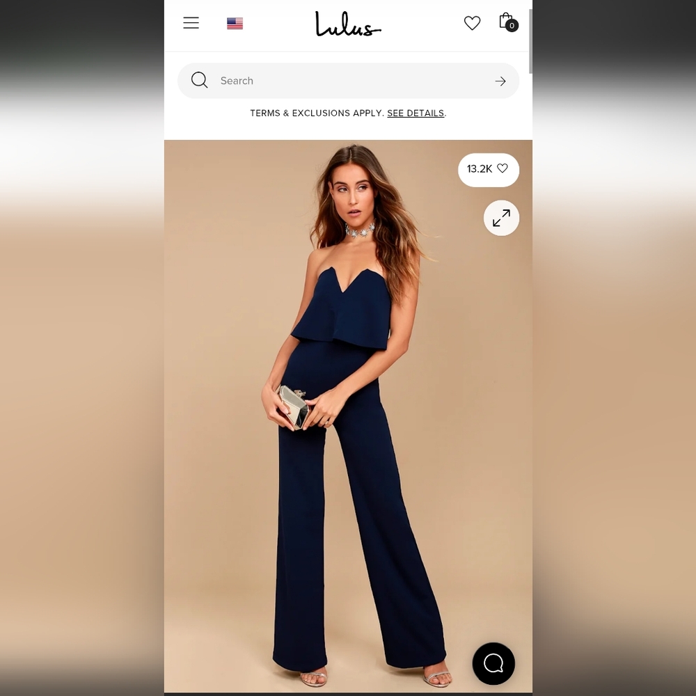 Lulu's Navy Strapless Wide-Leg Jumpsuit